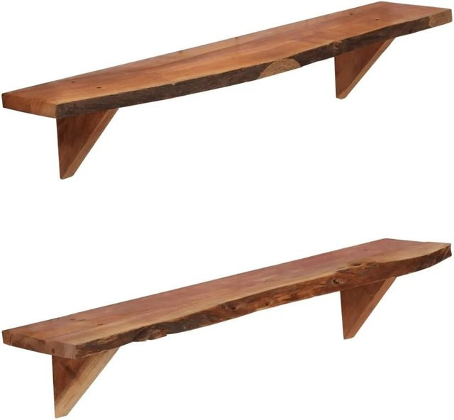 vidaXL Wandregale aus Akazienholz in Braun, 2er-Set, B/T/H: 90 x 20 x 18 cm - Bild 1