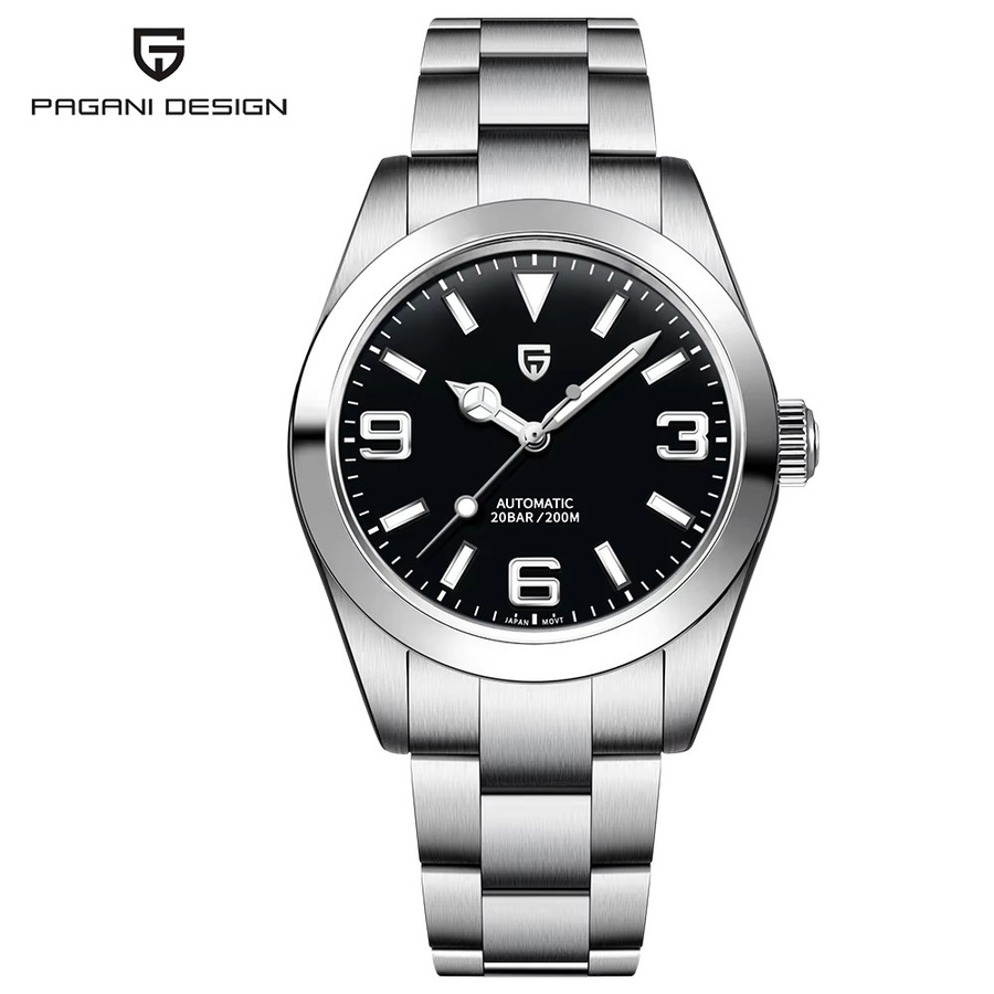 PAGANI DESIGN Automatik-Armbanduhr, Edelstahl, Saphirglas, Schwarz, Herren - Bild 6