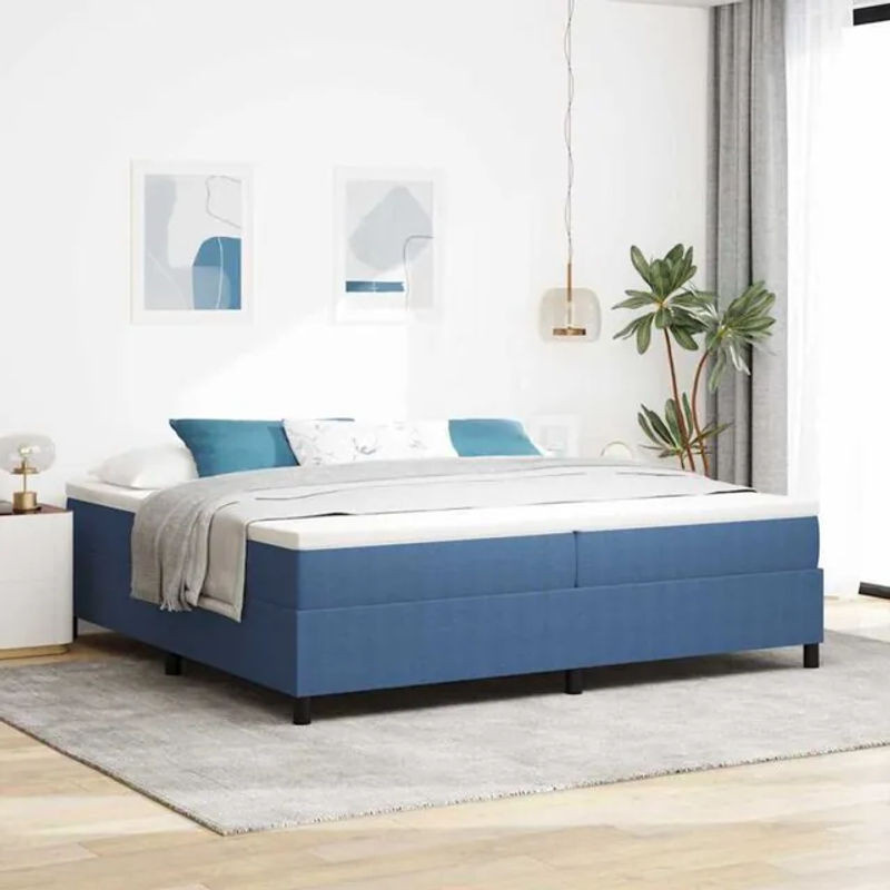 Vidaxl Boxspringbett in Blau mit Cordstoff, Modern und Minimalistisch, B/T: 200 x 200 cm - Bild 1