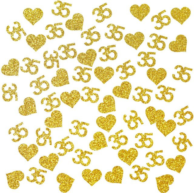 100 Stück Goldkonfetti mit der Zahl 35 aus Papier für deine Geburtstagsparty als Tischstreuer - Bild 1