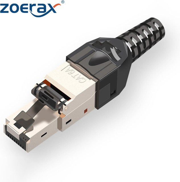 ZOERAX RJ45 Werkzeugloser Abschlussstecker für Ethernet LAN Kabel, wiederverwendbar und abgeschirmt, Farbe: Blau - Bild 1
