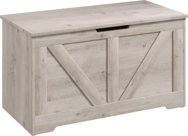 HOMCOM Aufbewahrungsbank mit Deckel und Sicherheitsscharnieren, Aufbewahrungstruhe für Schlafzimmer, Flur oder Wohnzimmer, Grau, B/T/H: 80 x 40 x 45 cm - Bild 1