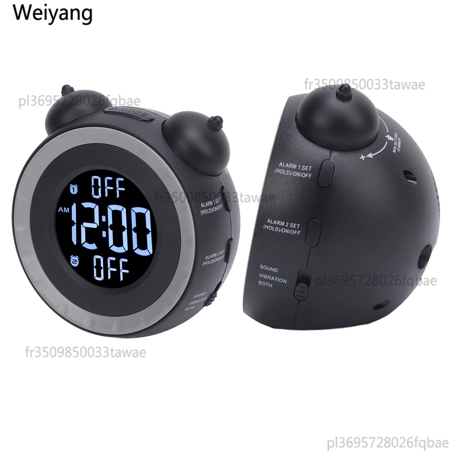 NUOYING Bett-Vibrationsalarm mit einstellbarer Lautstärke und Helligkeit, extra lauter Wecker für Tiefschläfer, Schwarz - Bild 5