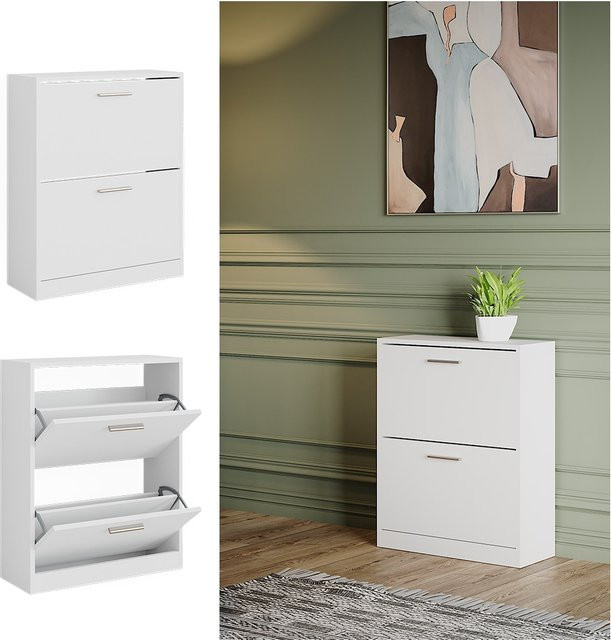 Vicco Schuhschrank Gizmo Weiß mit 2 Klappfächern B/H: 59 x 73 cm - Bild 1