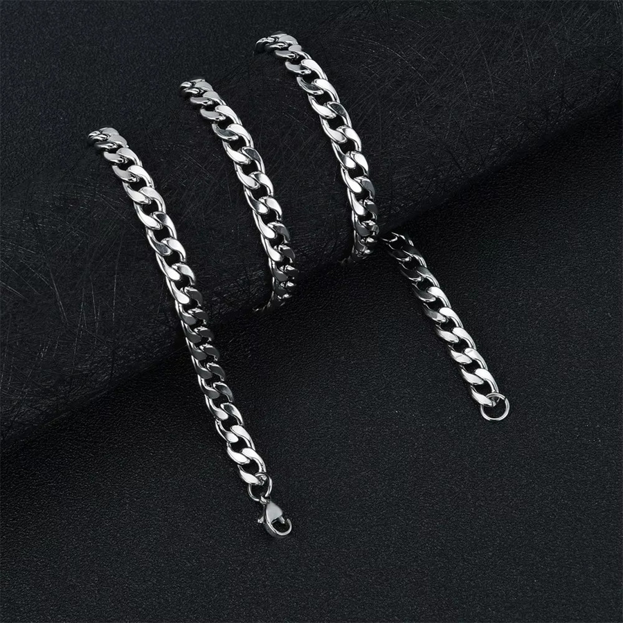 Halskette Curb Cuban Link, Edelstahl, Silber, Unisex - Bild 3