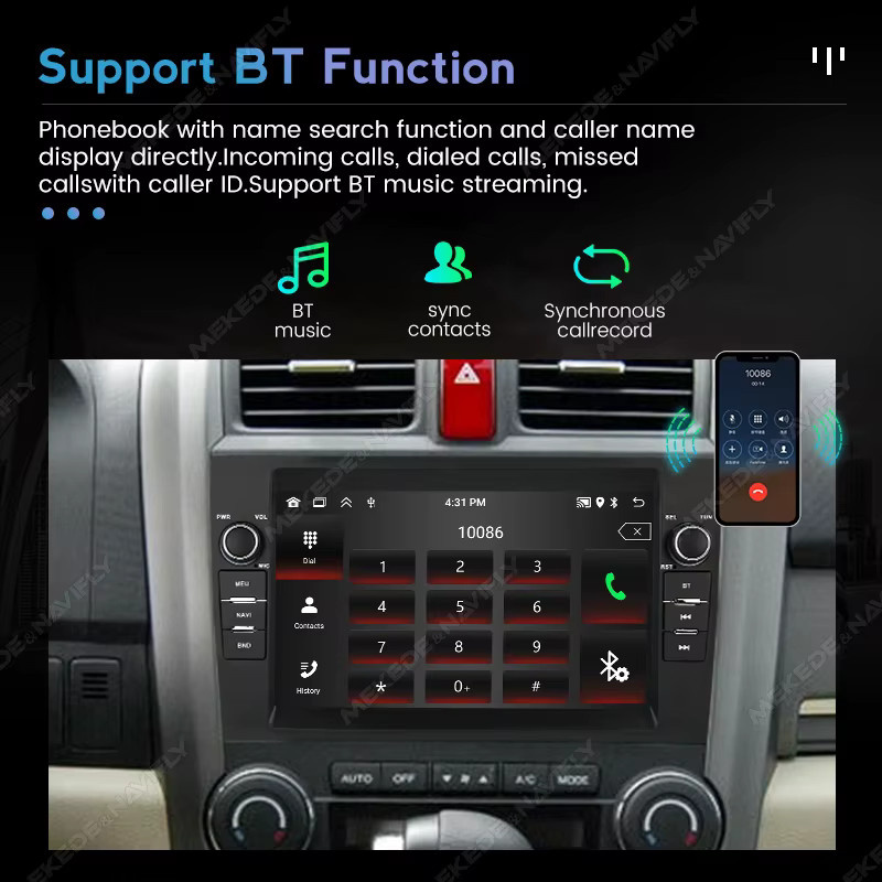 MEKEDE Android 15 Multimedia Autoradio mit CarPlay für Honda CR-V 2007-2011 in Schwarz - Bild 3