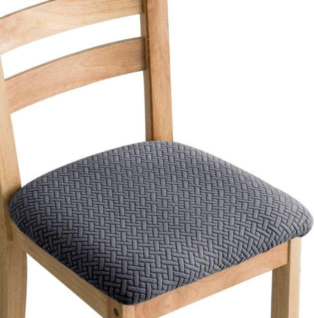 Waschbarer Spandex Stuhlbezug für Esszimmerstühle mit rutschfestem Design in Dunkelgrau - Bild 1