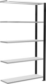 Schulte Anbauregal Büro-Steckregal MULTIplus85 mit 5 Fachböden und Kreuzstrebe, Farbe schwarz/RAL 7035 lichtgrau, B/T/H: 180 x 100 x 30 cm - Bild 1
