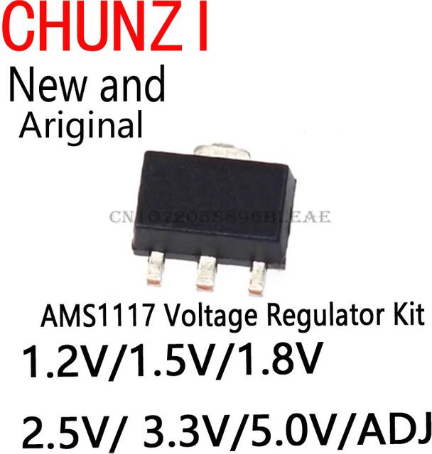 AMS1117 Spannungsregler-Set von RONNY mit 70 Stück in den Spannungen 1,2 V, 1,5 V, 1,8 V, 2,5 V, 3,3 V, 5,0 V und ADJ, Farbe Schwarz - Bild 1