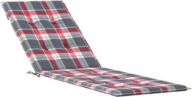 vidaXL Liegestuhl-Auflage aus Oxford-Gewebe in Rot mit Karomuster, wasserabweisend und atmungsaktiv, B/T/H: 75 x 50 x 105 cm (oder 105 x 50 x 75 cm) - Bild 1