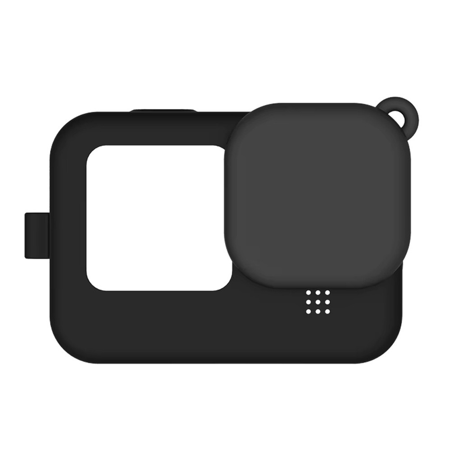 GoPro Zubehör-Set für Hero 12, 11, 10 und 9 mit Silikonhülle, Displayschutzfolie aus gehärtetem Glas und Objektivdeckel in Schwarz - Bild 2