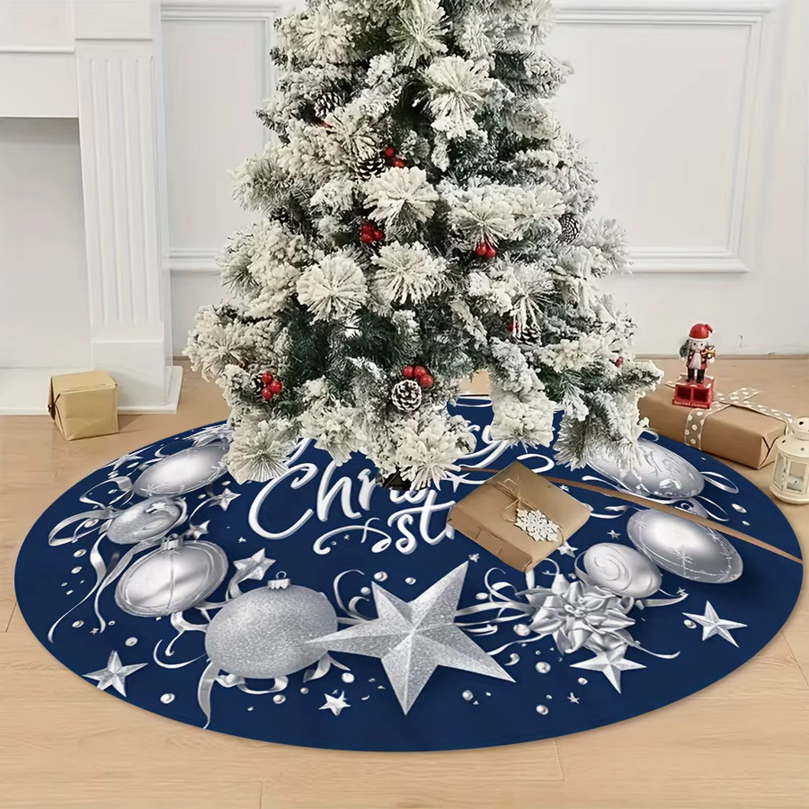 VIKAMA Weihnachtsbaumrock mit Sternkranz in Blau und Gold für innen und außen - Bild 4