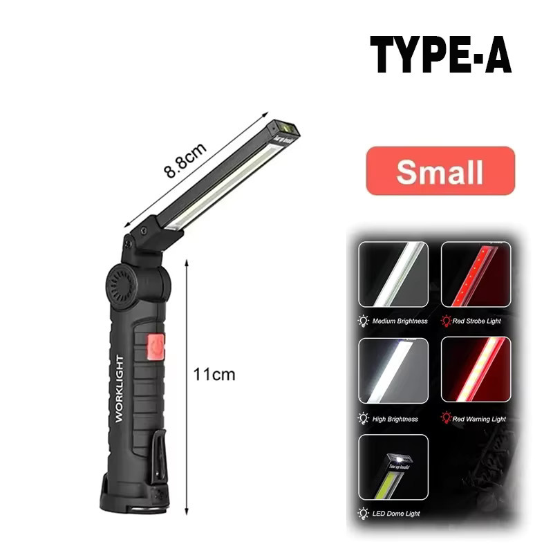 XIWANGFIRE COB LED Arbeitsleuchte mit 360 Grad Drehung, USB-aufladbare Magnet-Taschenlampe mit Haken in Schwarz - Bild 5