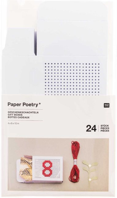 Rico Design Paper Poetry Adventskalender Boxen zum Besticken in Weiß B: 8,0 cm, T: 10,0 cm, H: 4,0 cm - Bild 1