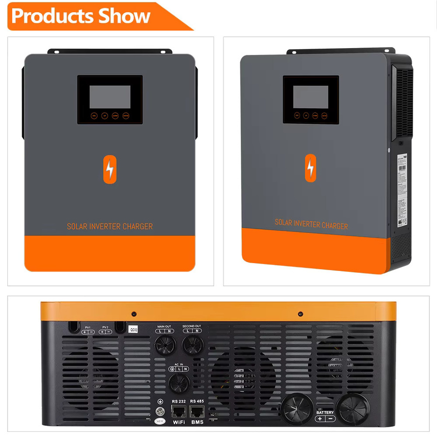 PowMr Hybrid-Solarwechselrichter 10,2 kW, 48 V, 230 V AC, mit zwei MPPT 160 A für 500 V Solarmodule und LiFePO4-Batterie, Grau - Bild 5