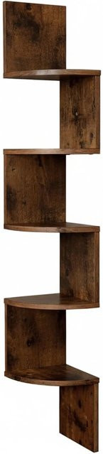 Relaxdays Eckwandregal aus MDF in Vintagebraun mit 5 Etagen, Höhe: 125 cm, Breite: 20 cm, Tiefe: 20 cm - Bild 1
