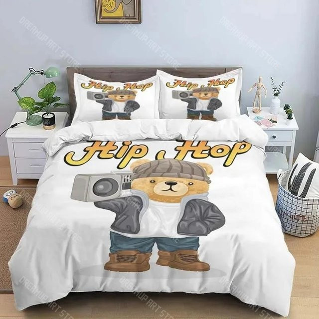 Bettwäsche-Set Lodestar mit 3D-Bären-Print aus Polyester, Weiß, B/H: 135 x 200 cm - Bild 1