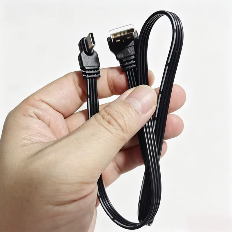JCD USB-C auf USB-C Lade- und Datenübertragungskabel mit flexiblem 90-Grad-Winkel in Schwarz - Bild 3