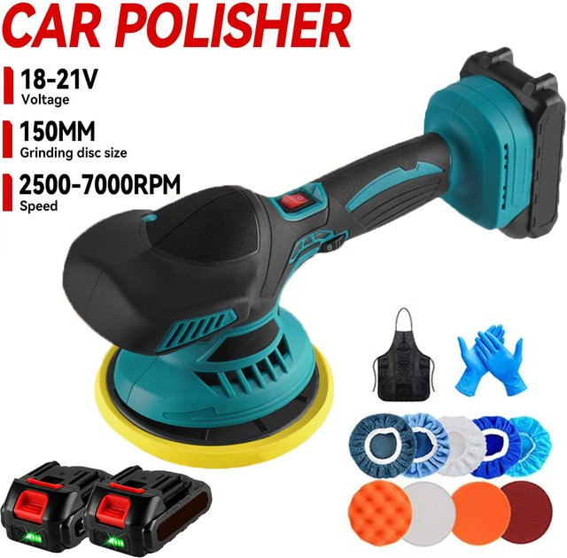 OWJHE Drahtlose Autopolier Maschine mit 7000 RPM und 6 Geschwindigkeitsstufen, Elektrische Polier- und Wachsmaschine kompatibel mit Makita 18V LXT Akku, Mehrfarbig - Bild 1