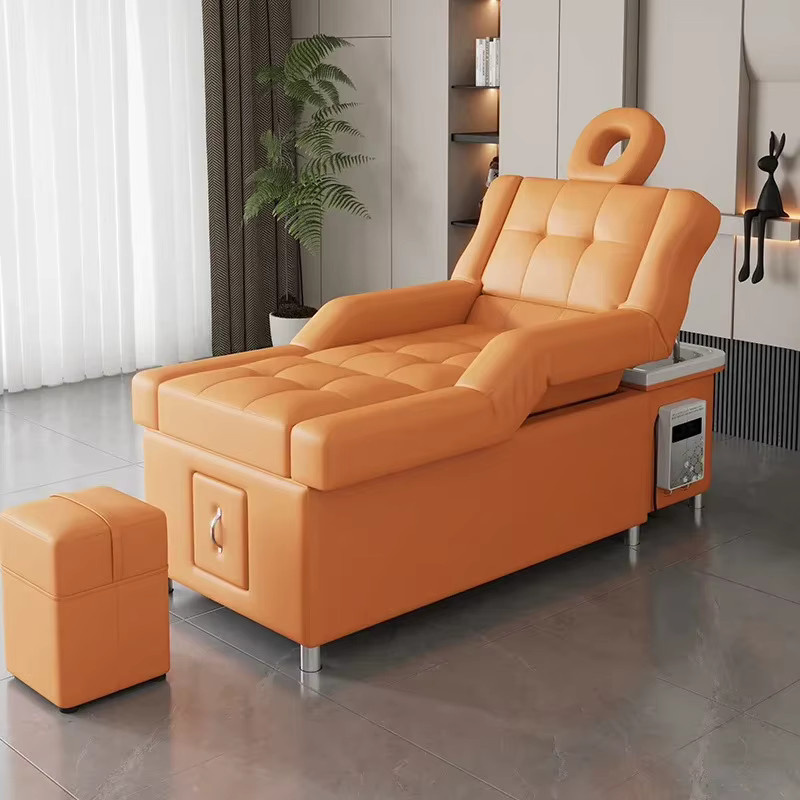 Elektrische Massage-Liege von FULANG für Kopf-Spa, Fußbad und Rückenmassage in Grau und Orange - Bild 2
