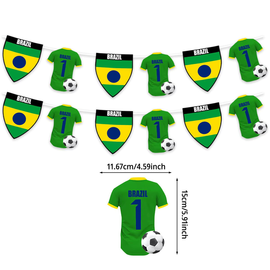 AFYPRTY Brasilien-Trikot Papierbanner als hängende Wanddekoration in Mehrfarbig für Fußballpartys - Bild 2