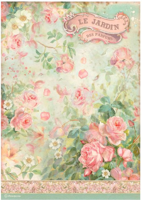 Stamperia Motiv-Strohseide Gartenduft in Multicolor, Format A4 - Bild 1