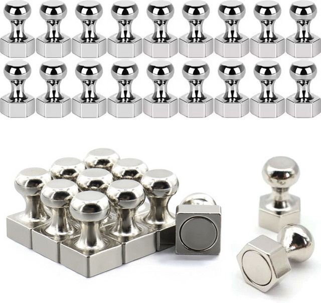 Mognot Magnetische Metall-Druckstifte in Silber für Kühlschrank, Whiteboard und Büro - Bild 1