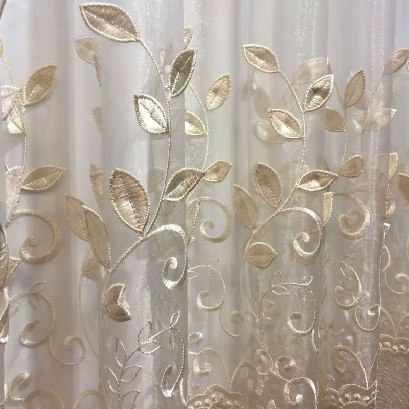ZJBYZHOUSEHOLD Gaze-Vorhang im europäischen Stil mit geprägter Stickerei, transparent, Breite: 100 cm, Höhe: 210 cm - Bild 2
