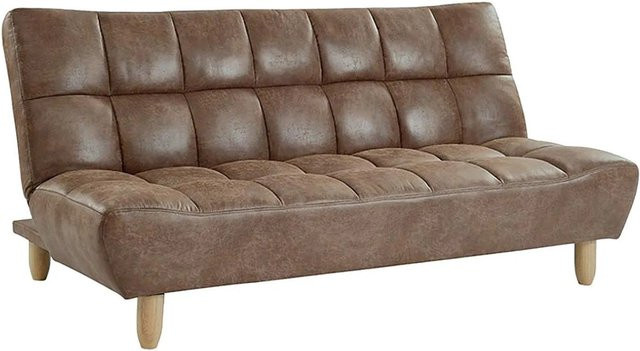 Schlafsofa Esteban von Vente-unique in Braun mit Microfaser und Vintage-Design, Breite: 182 cm - Bild 1