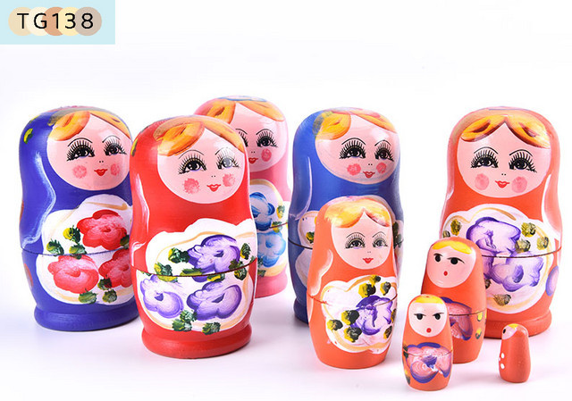 eelhoe Matroschka-Puppen, Cartoon-Mädchen-Motiv, handbemalt, 5-teiliges Set - Bild 1