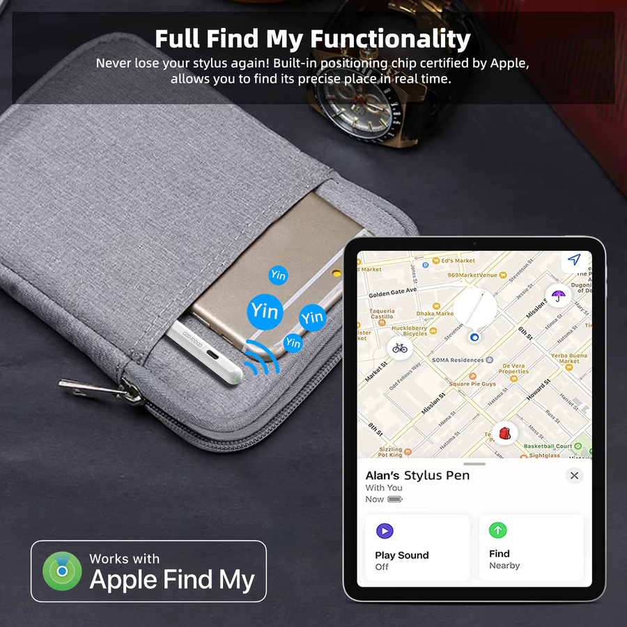 GOOJODOQ Apple Pencil 2 Alternative mit Apple Find My Unterstützung für iPad Air 6, iPad Pro 13 2024, iPad Pro 11, iPad Pro 12.9 und iPad Air 5, Farbe: Weiß, mit Palm Rejection - Bild 3