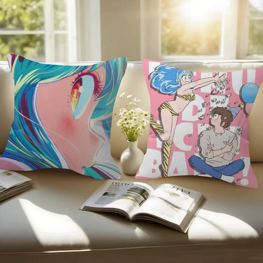 Personalisierter Urusei Yatsura Anime Kissenbezug für das Kinderzimmer, quadratisch, Mehrfarbig, Breite: 30 cm, Höhe: 30 cm - Bild 2
