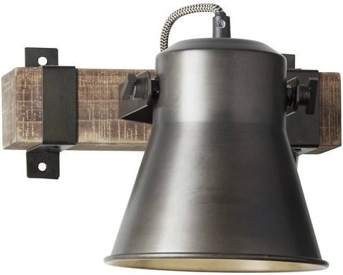 Brilliant Decca Wandspot Schwarz aus Stahl und Holz mit E27 Fassung, dimmbar und verstellbar - Bild 1