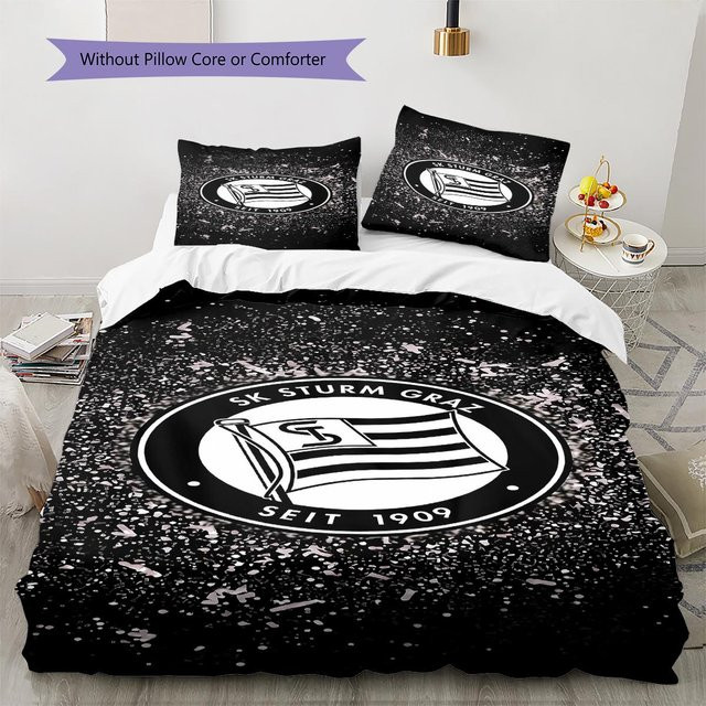 SK Sturm Graz Bettwäsche Set mit Bettbezug und 2 Kissenbezügen, Schwarz, B/H: 135 x 200 cm - Bild 1