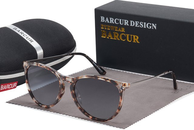 BARCUR Sonnenbrille, rund, Vollrand, Titan, braun, Unisex, polarisiert - Bild 1