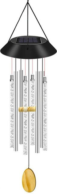 TOMTOP JMS Solar Wind Chime Acryl Blasen Zauberstab mit Umgebungslicht in Weiß und Transparent für Terrasse und Außenbereich - Bild 1