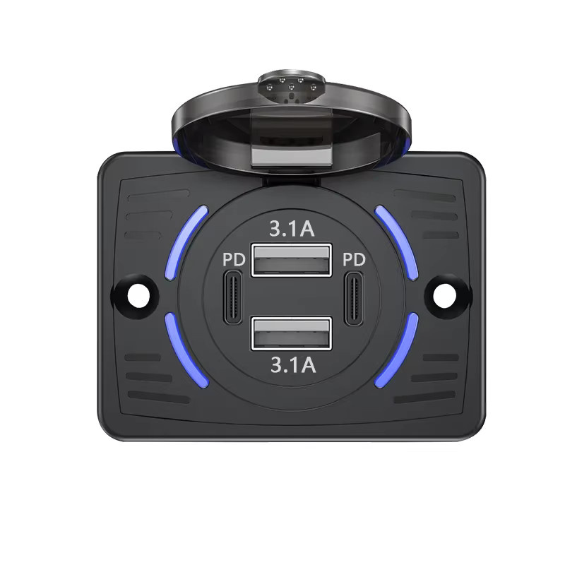 Kebidumei Dual USB QC3.0 PD Autoladegerät mit Schiebekappe in Schwarz für 12V-24V LKW Camper und RV - Bild 4