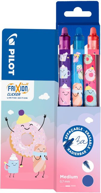 PILOT FriXion Clicker Fancy Winter Set Rollerball Stifte in Blau und Mehrfarbig mit 3.0 mm Tintenpunkt - Bild 1