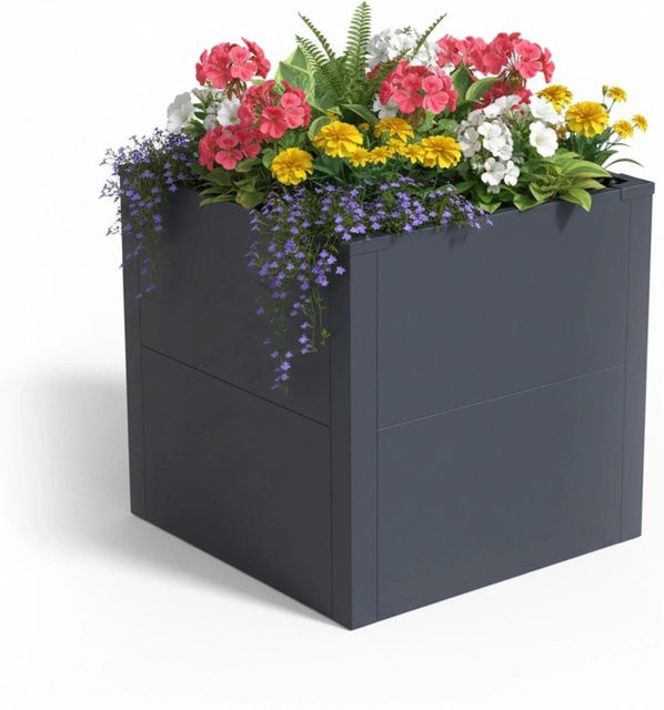 Relaxdays Hochbeet aus Stahl in Grau ohne Boden, B/T/H: 50 x 50 x 50 cm - Bild 1
