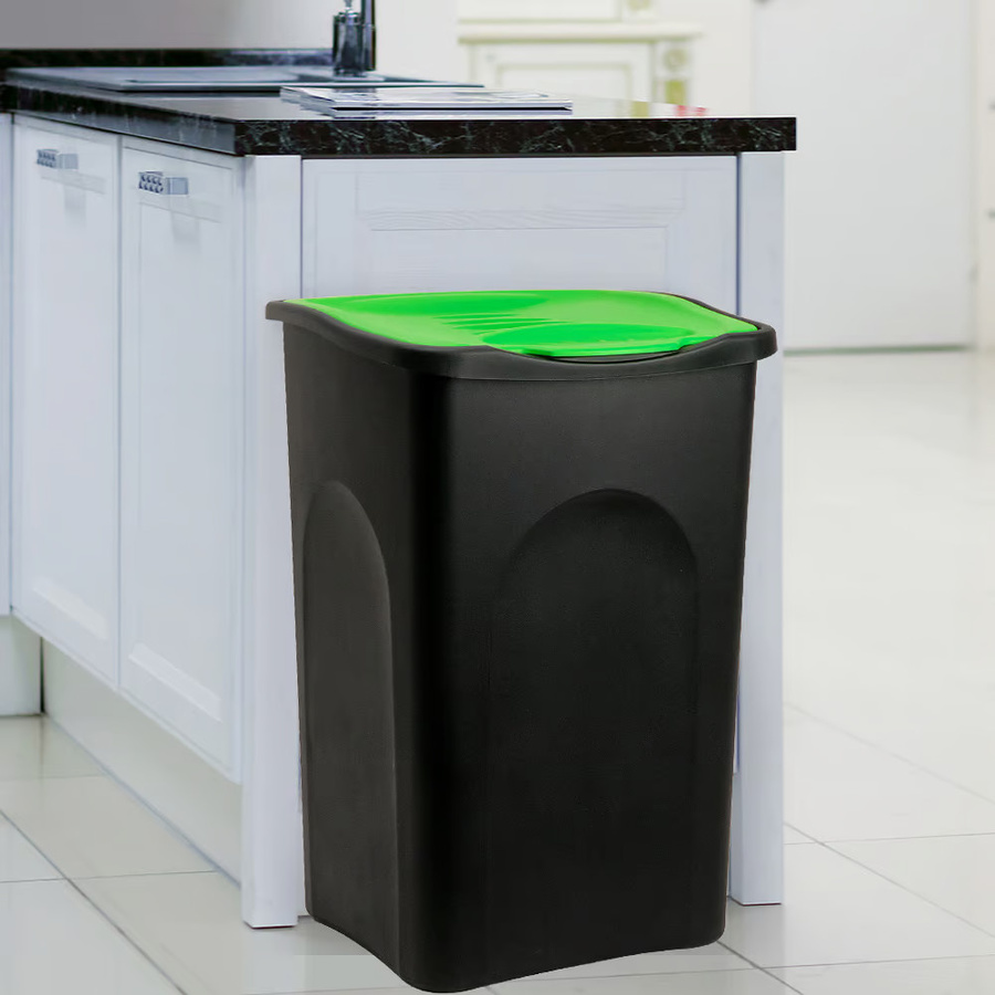 Stefanplast Mülleimer aus Kunststoff in Schwarz und Grün mit 50 l Fassungsvermögen - Bild 2
