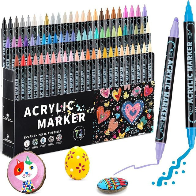 Kolorowys Acryl-Farbstifte Set mit zwei Spitzen in Multicolour für Holz, Felsmalerei und Glaskunst - Bild 1