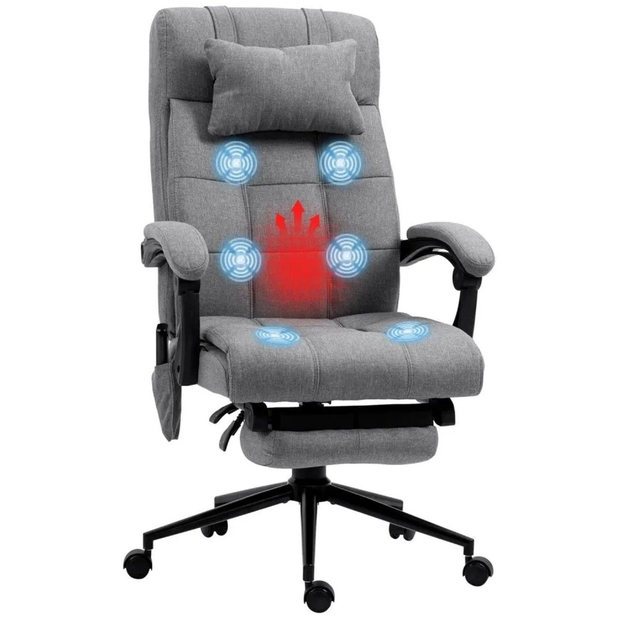 Vinsetto Ergonomischer Bürostuhl in Grau mit Massagefunktion, Lendenheizung und Kopfstütze - Bild 2