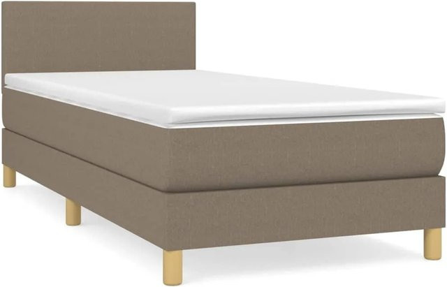 vidaXL Boxspringbett Hybrid mit Matratze und Taschenfederkern in Taupe, Breite: 90 cm, Länge: 190 cm - Bild 1