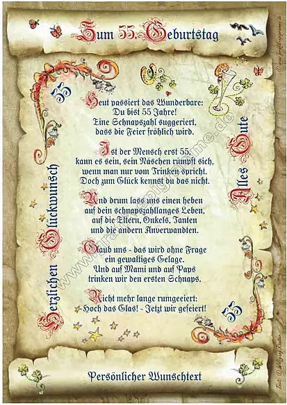 Personalisierte Urkunde zum 55. Geburtstag von tantum graphic in Beige im Vintage-Stil - Bild 1