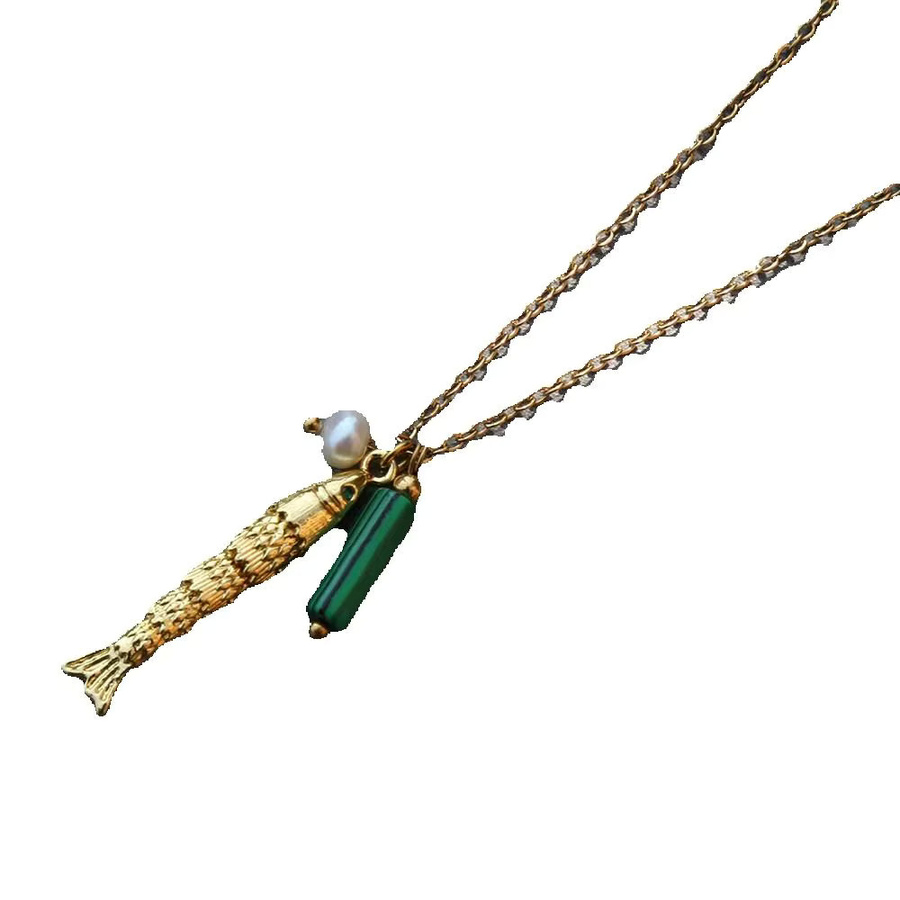 Fischanhänger Edelstahl, Gold, Kette - Bild 5