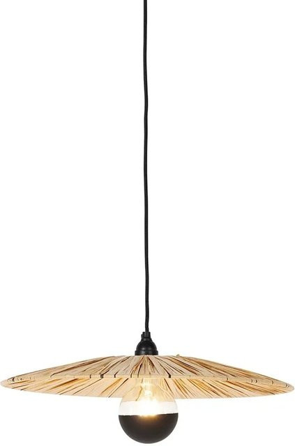 QAZQA Leia Hängelampe in Schwarz aus Stahl mit Naturseil, rustikaler Stil für Esstisch, Wohnzimmer oder Küche, E27, Höhe: 45 cm - Bild 1