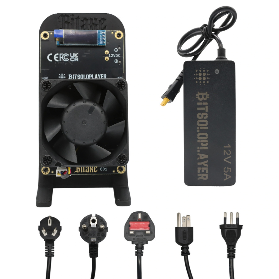 Bitsoloplayer Bitaxe GT 801 Gamma Turbo Dual BM1370 Open Source Bitcoin-Miner Schwarz 2,4TH/s 40W mit XT30-Netzteil - Bild 3