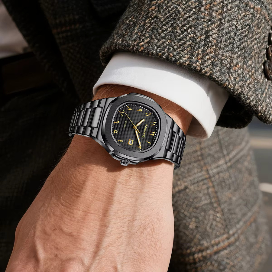 BANGWEI Armbanduhr, Edelstahl, Quarz, Schwarz, Herren - Bild 6