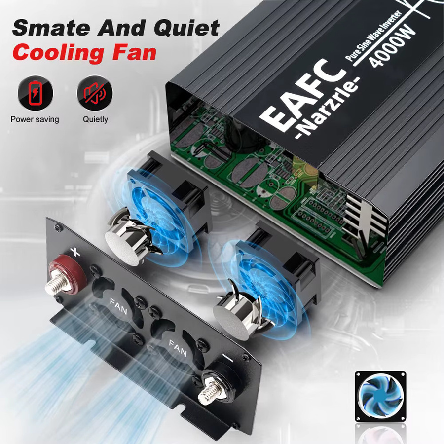 EAFC DC12V zu AC220V 50HZ LCD Reine Sinus Welle Inverter Stromversorgung Power Bank Spannung Auto Batterie Konverter in Schwarz - Bild 3