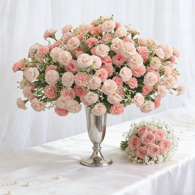 ZQCY Seiden-Hortensien als künstliche Blumen in Pink für Hochzeits-Brautsträuße und Tischdekorationen - Bild 1
